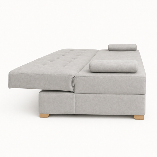 SOFA CAMA OSLO - SUIZA GRIS PLATA ANTIFLUIDO