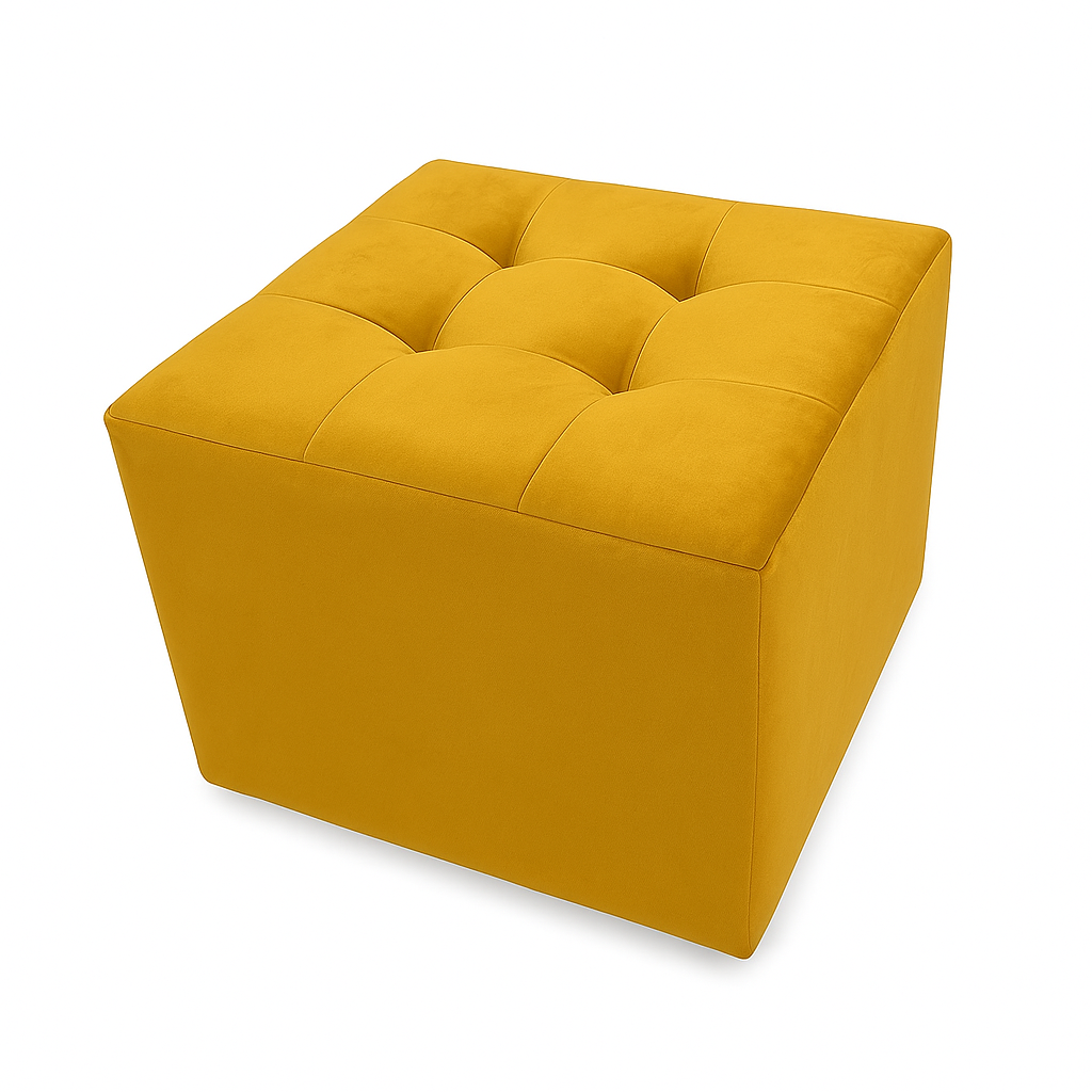 PUFF CUBO - NOBUCK PLUS AMARILLO ANTIFLUIDO – Majay Muebles Y Creaciones
